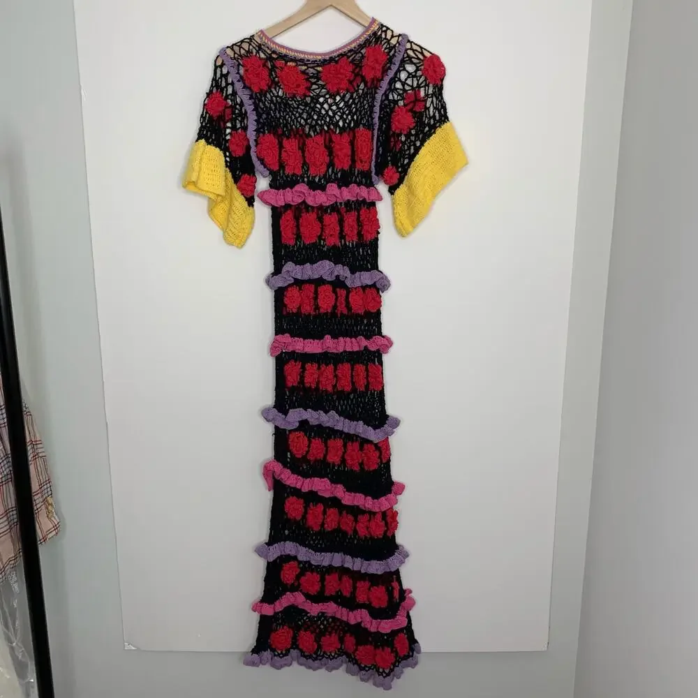 CeliaB Ambra Embroidered Midi Dress Black Womens XS - Picture 12 of 14